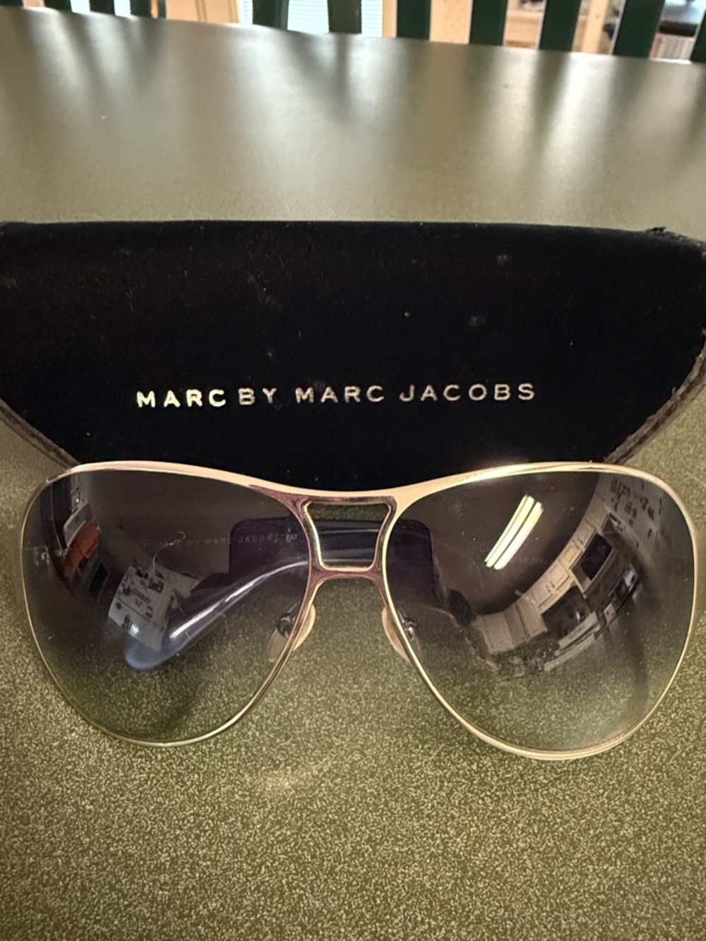 Marc By Marc Jacobs Silver Aviator Sunglasses with Blue Gradient Lenses